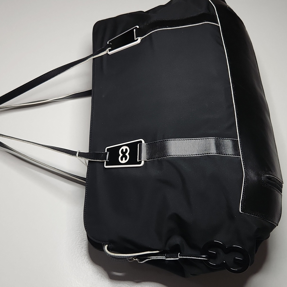 Escada Black Nylon and Leather Trim Tote